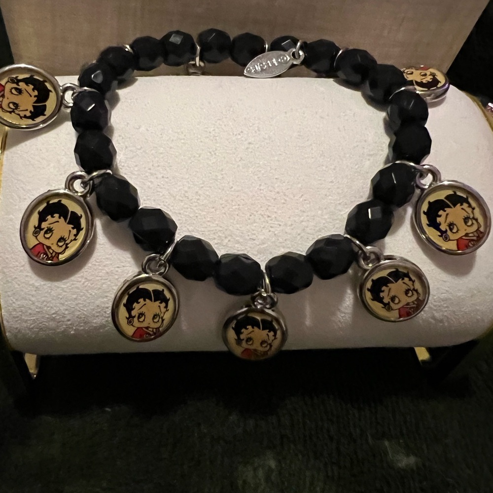 Betty Boop Black and Silver Charm Bracelet